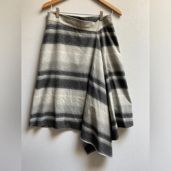 Jones New York Virgin Wool grey  striped midi skirt Sz 6 - Picture 1 of 10